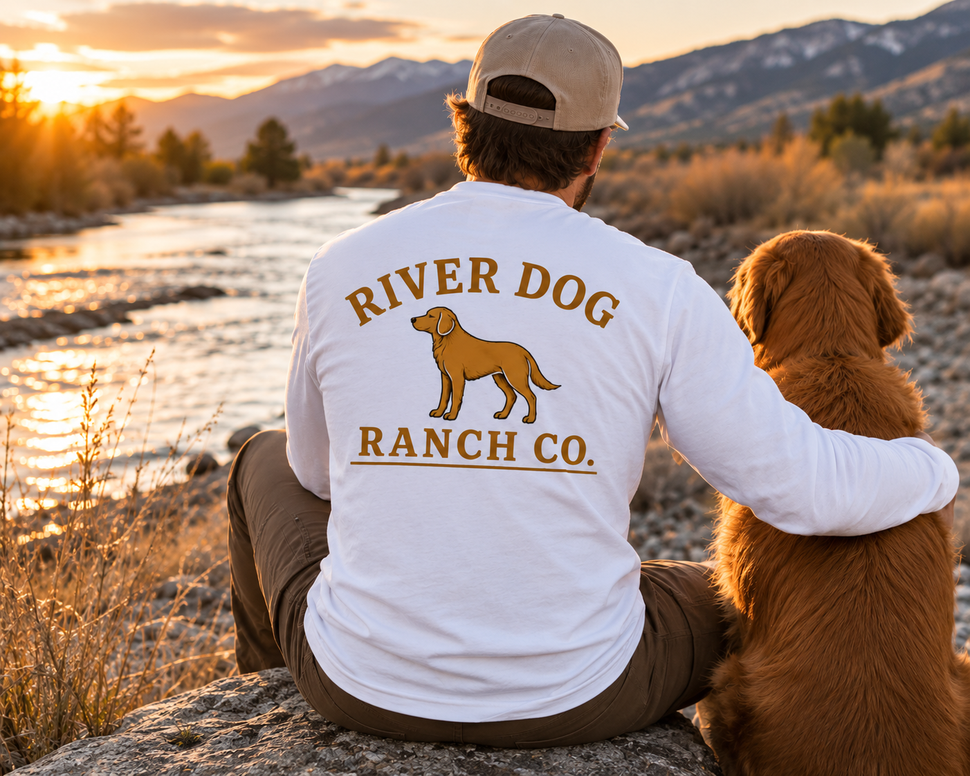 River Dog Ranch Ultra Cotton Long Sleeve Tee White