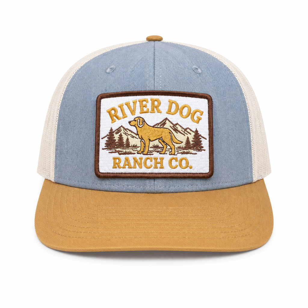 River Dog Ranch Trucker Hat – Heather Grey/Birch/Amber Gold